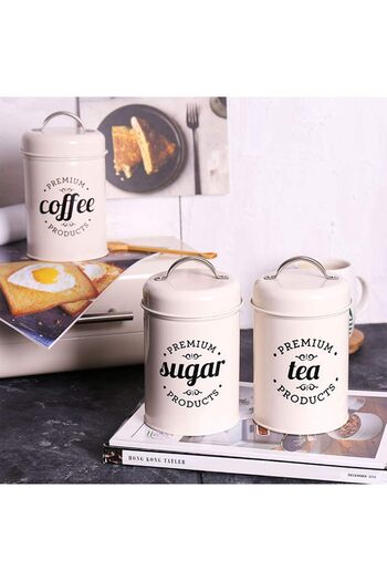 erorex 3 Piece Food Jars Canisters Sets, Metal Vintage Airtight Coffee Container, Coffee Sugar Tea