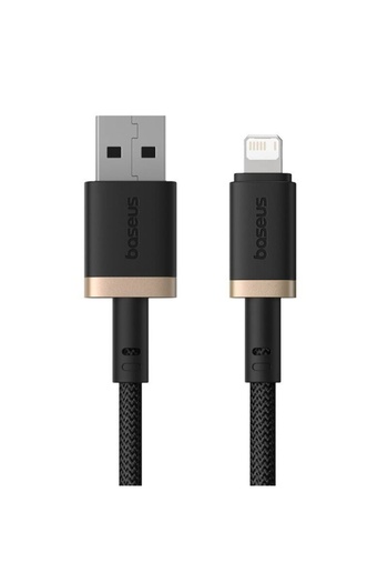 Baseus Data cable USB to Lightning, 2.4A, Fast Charge, 480Mbps, 1m, Nylon Resistant, Gold Black
