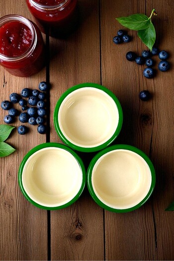 İnci Emaye 3 Piece 10cm Enamel Vertical Plate Set, Breakfast Plate, Jam Bowl, Olive, Cheese Plate, Dowry, Gift