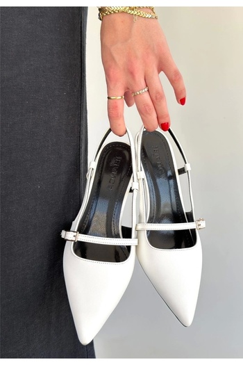 meSga butik Darina white skin high heeled shoes