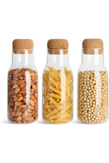 erorex Glass Food Storage Canister Airtight Cork Lid , Clear Food Storage Jar Container Seal Cork Round