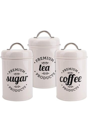 erorex 3 Piece Food Jars Canisters Sets, Metal Vintage Airtight Coffee Container, Coffee Sugar Tea