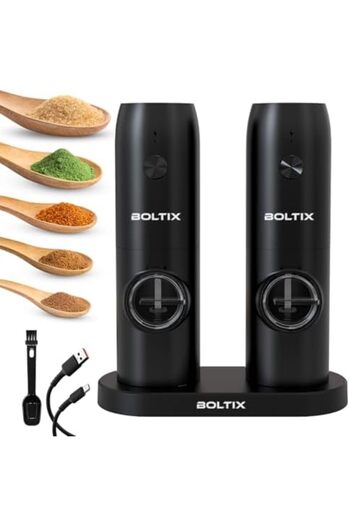 Generic BOLTIX Electric Salt and Pepper Grinder Set (2 Pack), Rechargeable Stainless Grinders LED Light, 5 C