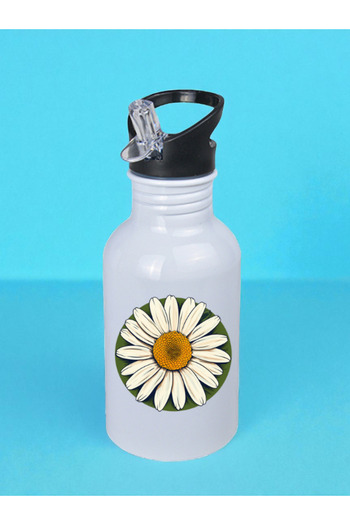 lili hediyelik Daisy Themed Water Bottle 600 ml - Sports Bottle, Large Water Bottle, Sports Bottle, Sports Bottles