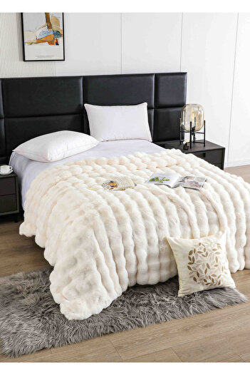 CHIRASO CHIRASO Blanket, Cocolino, Rabbit Fur Pattern with Zipper, 200x230cm, Double Bed