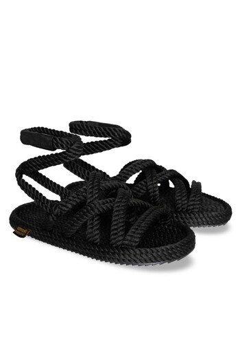 Nomadic Republic Roma Women's Rope Sandals with Rubber Sole - Black