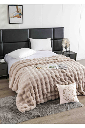 CHIRASO CHIRASO Blanket, Cocolino, Rabbit Fur Pattern with Zipper, 200x230cm, Double Bed