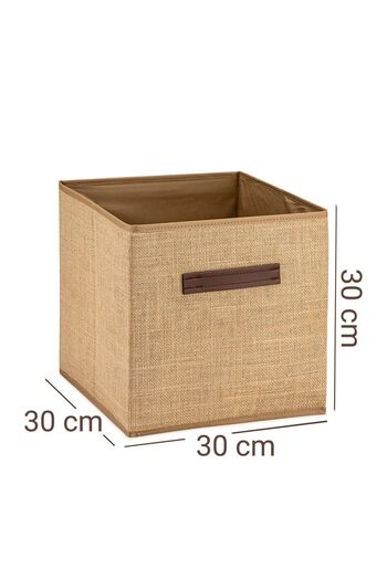 HomyJRs 100% Jute Coverless Closet Laundry Toy Organizer Folding Storage Box 30x30x30