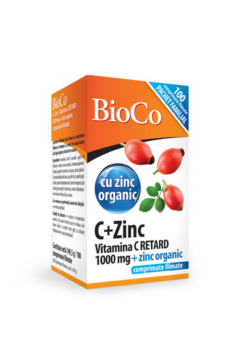Bioco Vitamina C 1000mg + Zinc 15mg, 100 buc., pachet familial