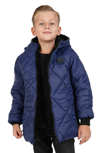 Merdia Boy's Water and Windproof Fur Lined Hooded Coat with Argyle Pattern