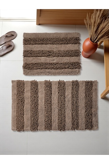 Hülya Home Ciremaya Cotton Bath Mat Set (60X100)(50X60)Coffee+