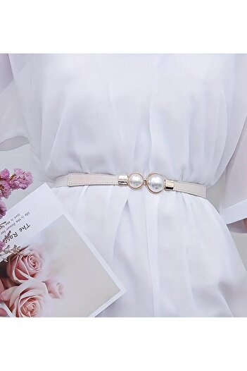 Mynoa Pearl-Embellished,Elastic Women's Belt,Coat Belt,Dress Belt,Waist Belt,Pantalon Belt.