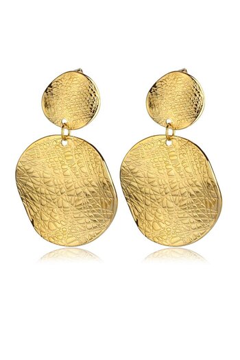 Klips Concept Patterned Plate Design Double Steel Earrings