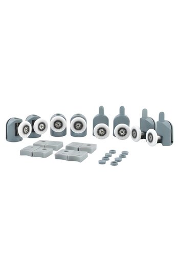 Ruhhy Set 8 rollers for shower cabin, universal replacement rollers with caps and pads