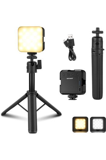 NEEWER LED Camera Video Light with Desk Tripod Stand, Portable Bi Color 3200K-5600K Dimmable Small P