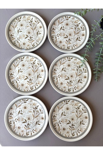 Yiğit Seramik Züccaciye Floral 6 Pieces 20 cm Cake & Serving Plate