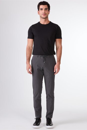 Dufy Ανδρικό παντελόνι Jogger Slim Fit με κορδόνια ανθρακί
