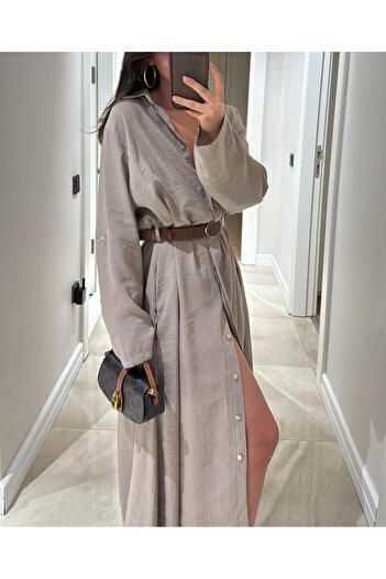 Lavanta Tekstil Belted Shirt Dress