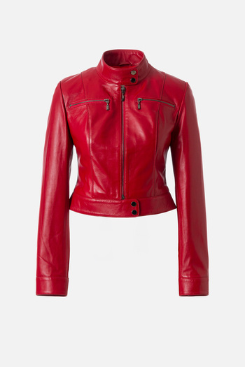 Dericlub Kelly Women's Real Leather Coat Red
