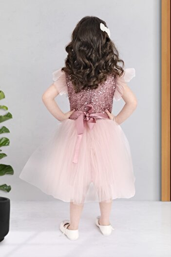 Mnk Baby&Kids Tüllü Kız Çocuk KPL Elbise MNK0526 PEMBE
