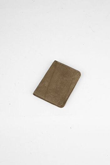saraci leather craft Genuine Leather Card Holder - Khaki Color Slim Wallet - Minimalist