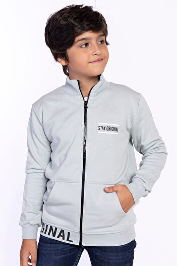 Toontoy Boy's Printed Kangaroo Pocket Cardigan