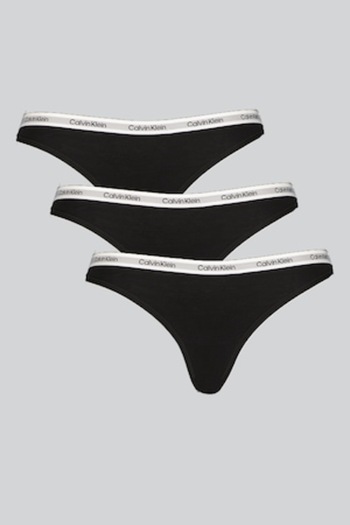 Calvin Klein , Set de chiloti tanga cu logo - 3 perechi, Negru, Gri, Alb murdar, M