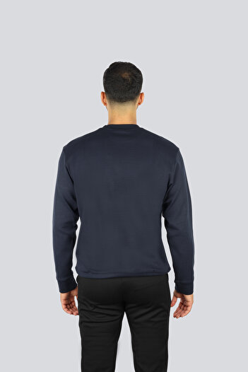 PAUL&SHARK Men's Regular Fit Cotton Shark Logo Label Long Sleeve Navy Blue Sweatshirt 15311863-050