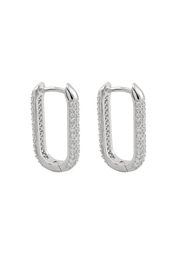 Bijuteria SORELLY Silver Huggie Hoops Earrings with Zirconia Stones