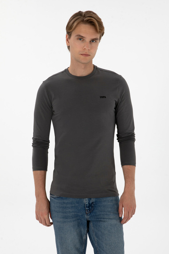 U.S. Polo Assn. Men's Slim Fit Crew Neck Gray Single Jersey Basic Sweatshirt 50313744-Vr024