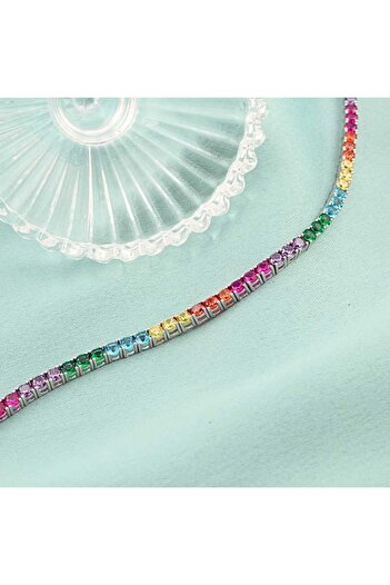 Bijuteria SORELLY Bratara Argint Tennis cu Pietre Multicolore 3mm 19 cm