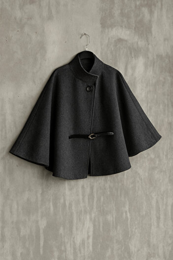 OTAKU Women's Belted Cape Poncho Coat