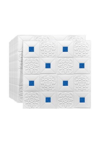HOZRO Set 50x Tapet 3D autoadeziv HOZRO, Model pentru Tavan/Perete, design modern, Alb/Albastru