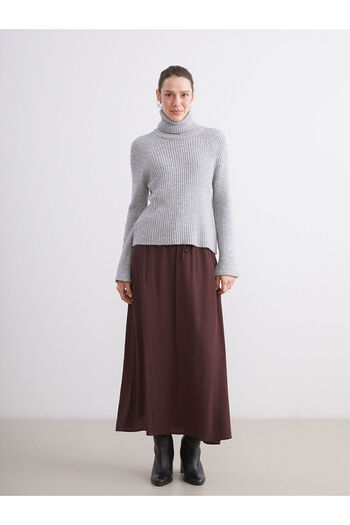 LC Waikiki New Season Textured Flared Skirt with Elastic Waist