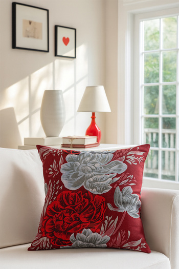 Premier Home Floral Throw Pillow Cover Red 43X43