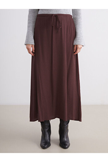 LC Waikiki New Season Textured Flared Skirt with Elastic Waist