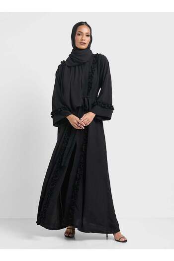 Khizana Abaya With Ruffled Border & Sheila