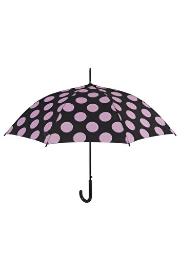 Perletti Automatic rain umbrella with pink polka dots