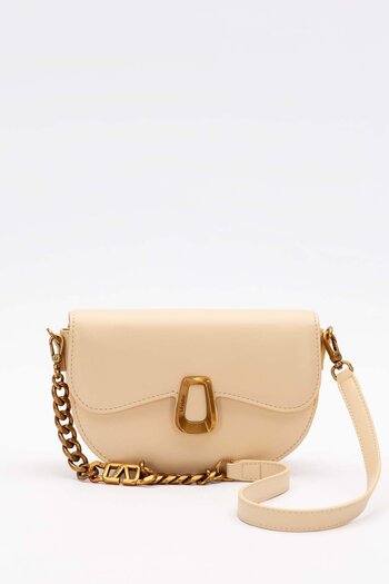 Levidor Yellow Oval Chain Detailed Shoulder Bag