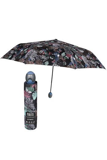 Perletti Tehnology Botanica automatic folding rain umbrella, blue handle