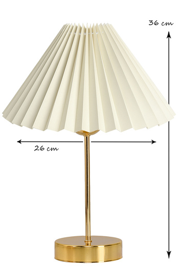 EvLight Liora Metal Gold Legged Pleated Cream Fabric Nightstand Head Lampshade