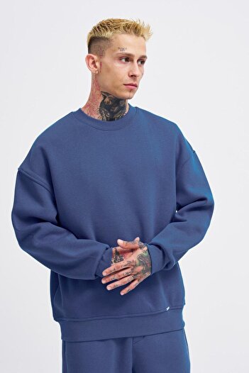 Machinist Men's Oversize Basic Morning Blue Sweatshirt