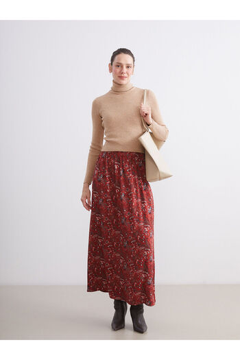LC Waikiki Patterned A-Line Skirt with Elastic Waist