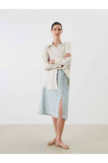 LC Waikiki New Season Floral Slit Skirt with Elastic Waist