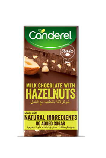 Canderel Milk Chocolate With Hazelnuts, No Added Sugar 75gm x 4