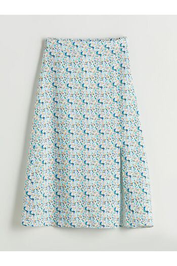 LC Waikiki New Season Floral Slit Skirt with Elastic Waist