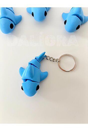 daligra Blue Jointed Movable Shark Keychain / Bag Ornament