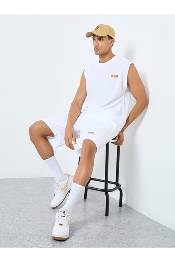 Styli Men Solid Oversized Tank and Shorts Co-Ords