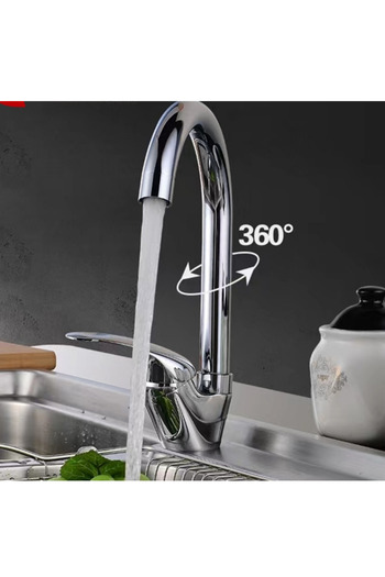 KAVİTİCARET Fleko Aç Kitchen Sink Faucet with Swivel Spout and Hot and Cold Water Inlet, Chrome Color