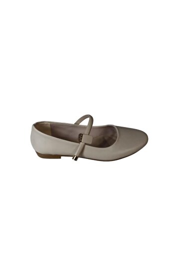 Yaz Kış Ayakkabı Yazkish Women's Black Skin Ballerinas with Skin-Colored Straps